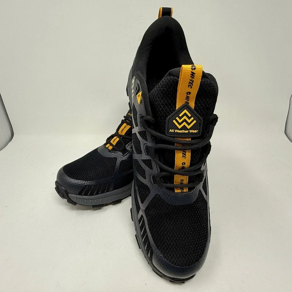 Hi-Tec Mauna Hiker WP Mens Sz 11 Waterproof Hiking Shoes Black Grey Yellow